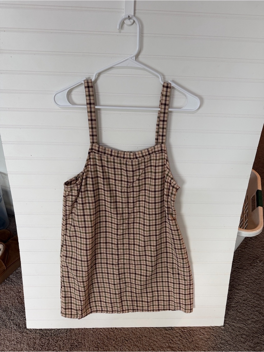 American Eagle Outfitters Beige and Brown Plaid Mini Dress